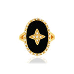 Bague plaqué or zirconias résine - vue 3