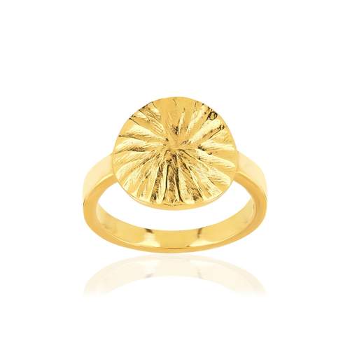 Gold-plated hammered medal ring