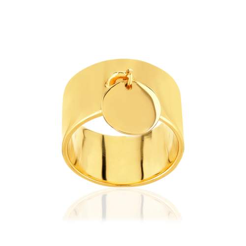Bague plaqué or pampille disque