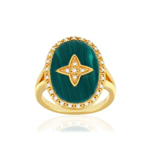Bague plaqué or zirconias pierre imitation