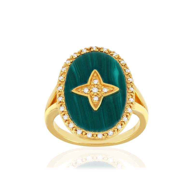 Vergulde ring met zirkonia-imitatie - afbeelding 1
