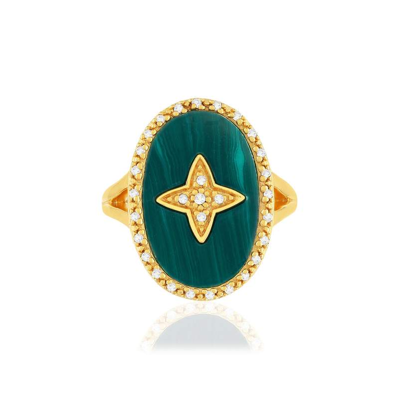 Vergulde zirkonia imitatie stenen ring - bekijk 3
