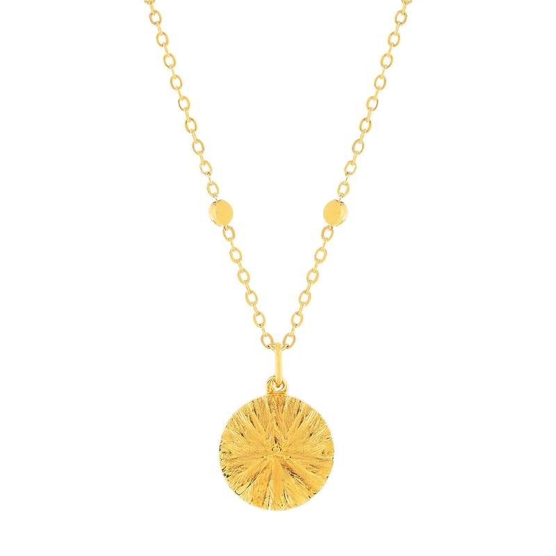 Gold-plated necklace with engraved medallion, 48 cm - view 1