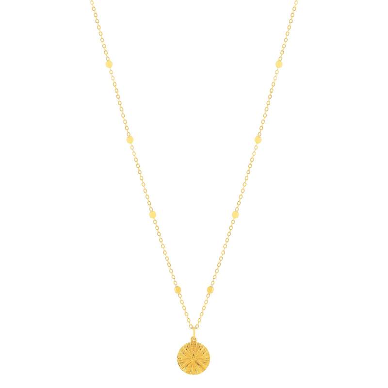 Gold-plated chased medal necklace 48 cm - view 2