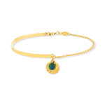 Bracelet plaqué or médaille ciselée et pampilles malachite td 19 cm - vue 1