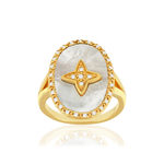 Bague plaqué or zirconias nacre motif étoile - vue 1