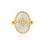 Bague plaqué or zirconias nacre motif étoile - vue 3