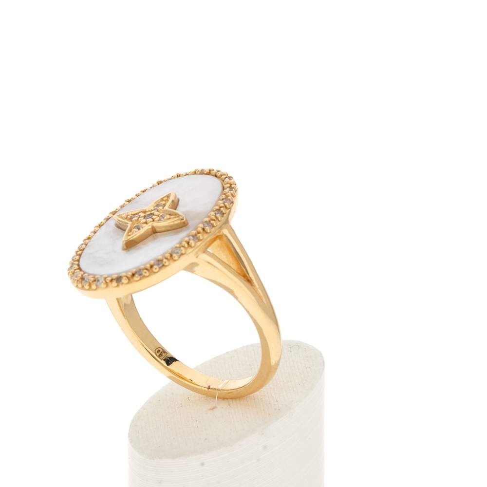 Bague plaqué or zirconias nacre motif étoile - vue 4