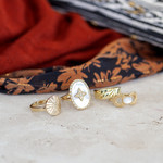 Bague plaqué or zirconias nacre motif étoile - vue D1