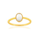 Bague plaqué or et nacre blanche - vue 1