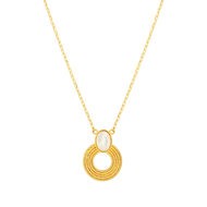Collier plaqué or nacre motif anneau perlé 42 à 45 cm