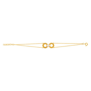 Bracelet plaqué or résine blanche, motif anneau perlé 18 cm