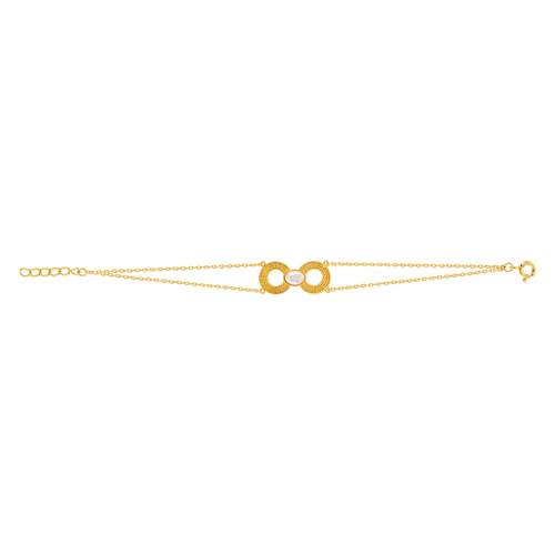 Bracelet plaqué or résine blanche, motif anneau perlé 18 cm