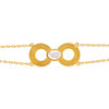 Bracelet plaqué or résine blanche, motif anneau perlé 18 cm - vue V2