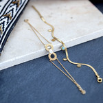 Bracelet plaqué or résine blanche, motif anneau perlé 18 cm - vue D1