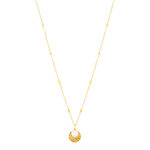 Collier plaqué or médaille striée pampille pierre de lune  48 cm - vue 2