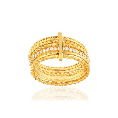 Bague semainier plaqué or zirconias