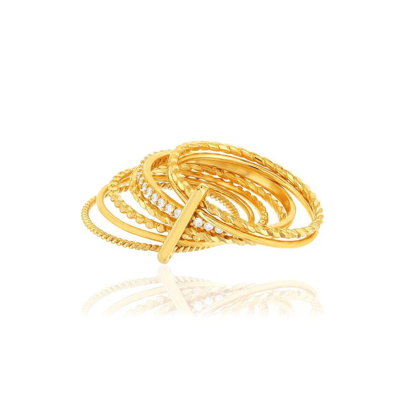 Bague semainier plaqué or zirconias - vue 4