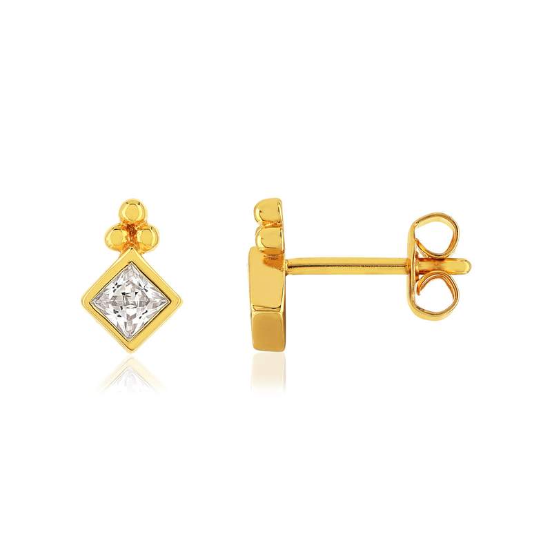 Boucles d'oreilles plaqué or zirconias - vue 1