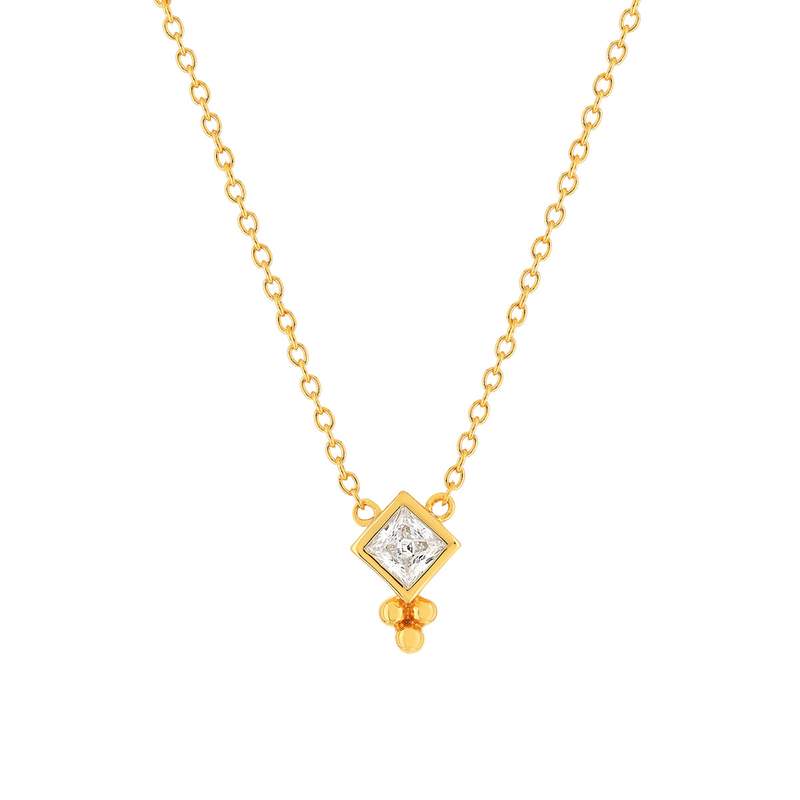 Collier plaqué or zirconia 45 cm - vue 1