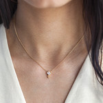 Collier plaqué or zirconia 45 cm - vue porté 1