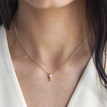 Collier plaqué or zirconia 45 cm