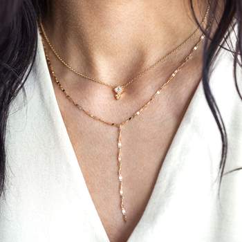 Collier plaqué or zirconia 45 cm