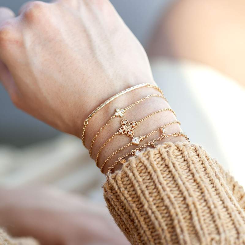 Bracelet plaqué or zirconia 19 cm - vue porté 2