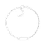 Bracelet argent 925 maille trombone et torsadée 20,5 cm - vue 1