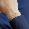 Bracelet argent 925 asymétrique maille trombone et torsadée. Longueur 20,5 cm. - vue Vporté 1