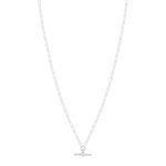 Collier argent 925 maille trombone motif T/bar zirconias. Longueur 41 cm - vue 2