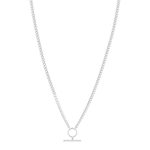 Collier argent 925 maille gourmette motif anneau T/bar. Longueur 45 cm. - vue 2