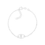 Bracelet argent 925 maille forçat motif maille marine. Longueur 19,5 cm. - vue 1