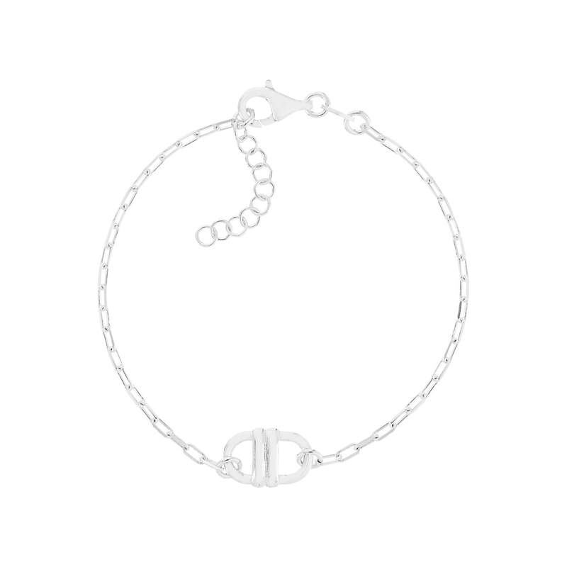 Bracelet argent 925 maille forçat motif maille marine. Longueur 19,5 cm. - vue 1