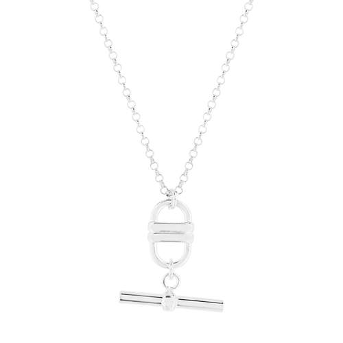 Collier argent 925, motif maille marine et T/bar. Longueur 45cm