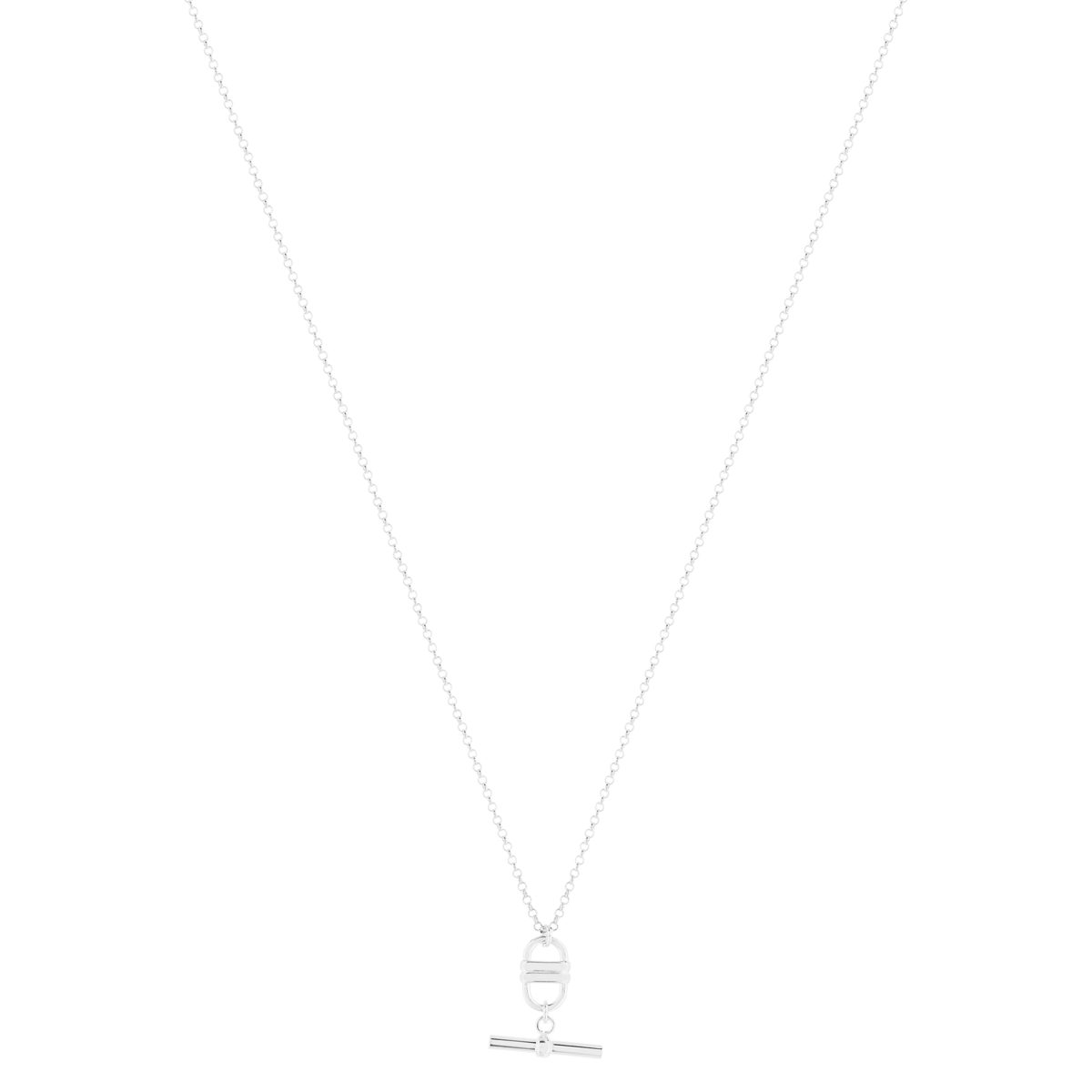 Collier argent 925, motif maille marine et T/bar. Longueur 45cm - vue 2