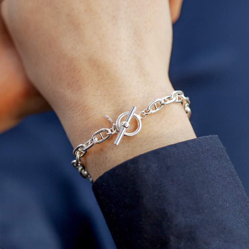 Bracelet argent 925 maille marine 18 cm - vue porté 3
