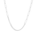 Sautoir argent 925, maille trombone et gourmette 80cm - vue 1