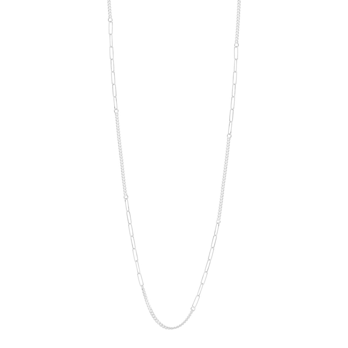 Sautoir argent 925, maille trombone et gourmette 80cm - vue 2