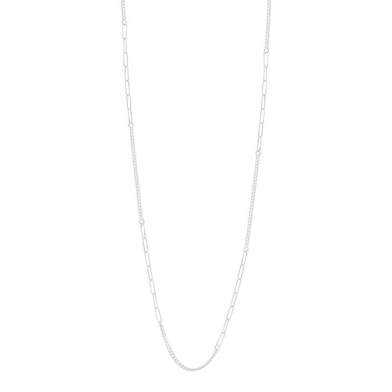 Sautoir argent 925, maille trombone et gourmette 80cm - vue 2