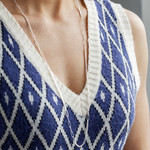 Sautoir argent 925, maille trombone et gourmette 80cm - vue porté 1