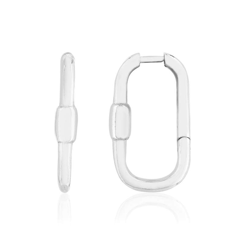 Boucles d'oreilles argent 925 motif fermoir à visser rectangulaire - vue 1