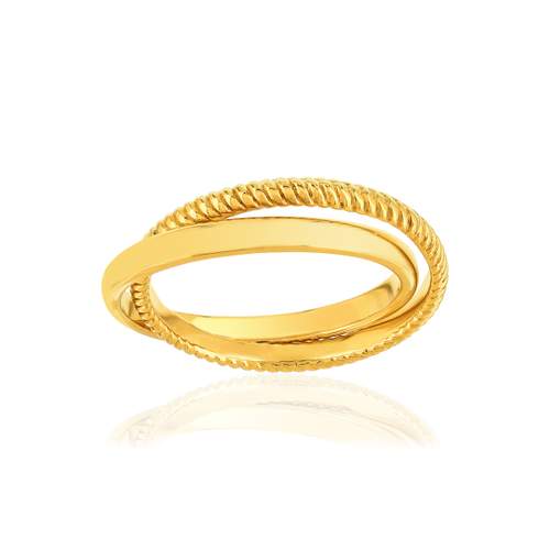 Bague plaqué or 2 anneaux entrelacés