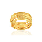 Bague plaqué or motif perlé - vue 1