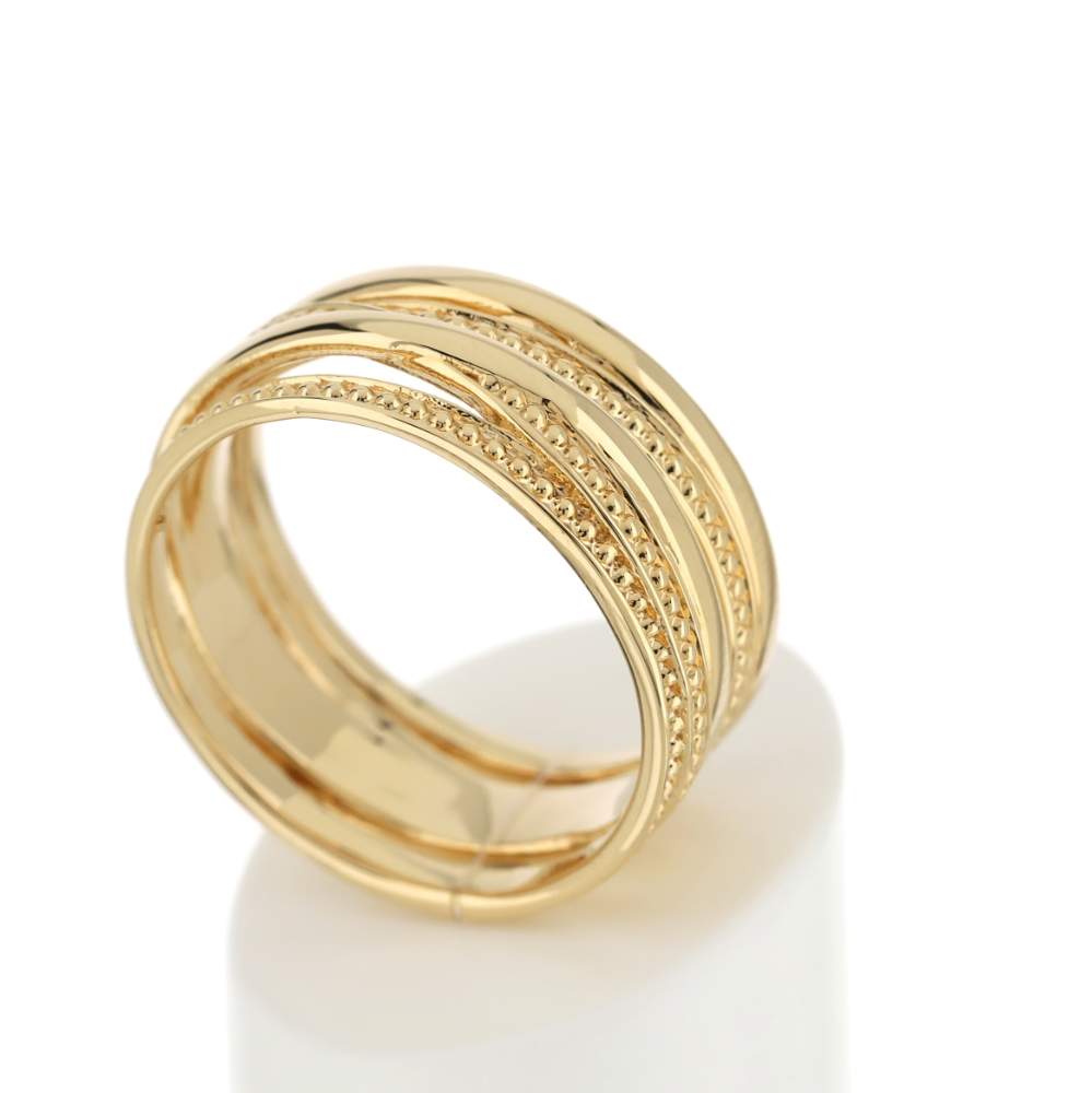 Bague plaqué or motif perlé - vue 3