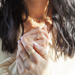 Bague plaqué or motif perlé - vue porté 2