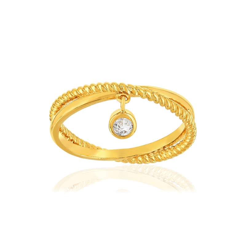 Bague plaqué or zirconia - vue 1