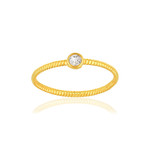 Bague plaqué or torsadée zirconia - vue 1