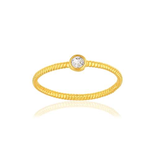 Bague plaqué or torsadée zirconia