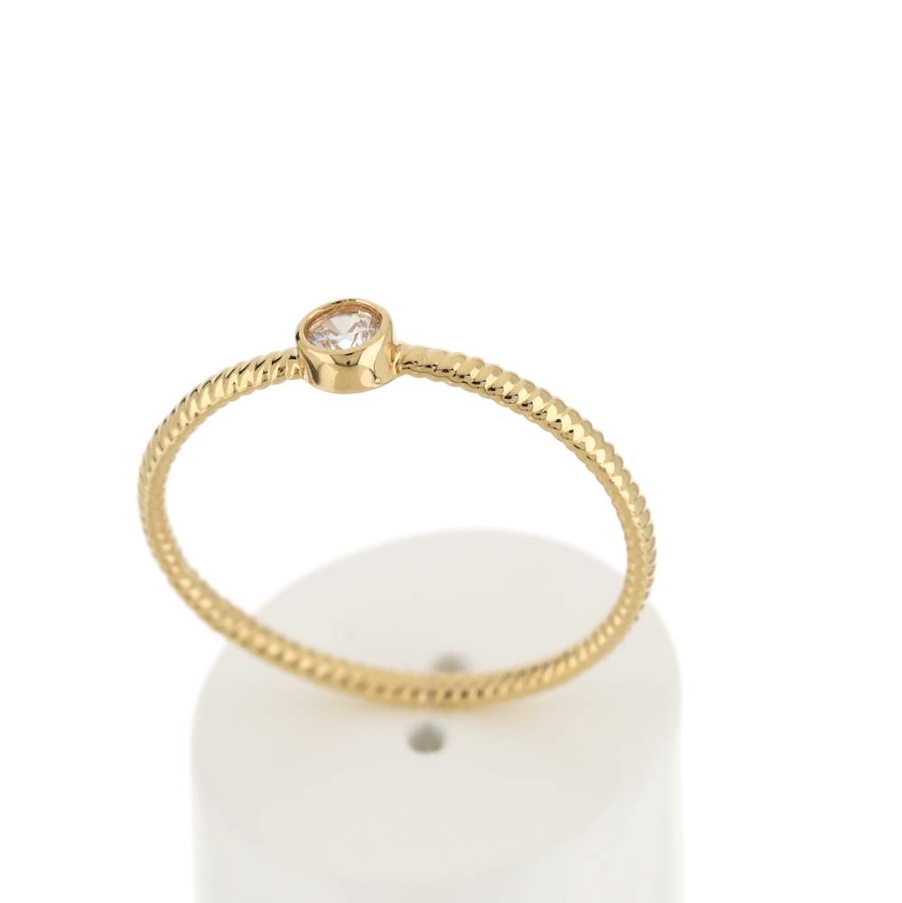 Bague plaqué or torsadée zirconia - vue 2